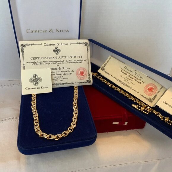 Camrose & Kross JBK Jacqueline Kennedy Gold-Tone Crystal Link Necklace&Bracelet - Picture 7 of 10